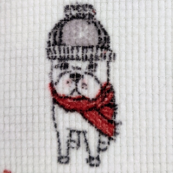 PJ Salvage Frenchie Print Textured Fleece Winter Theme Lounge Pants Ivory XL NWT - Picture 9 of 15